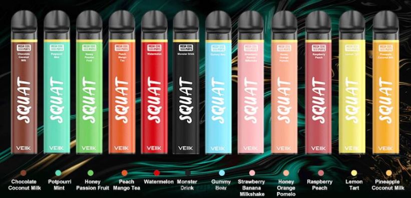 82ZJ8254 múltiples sabores VEIIK Squat Mesh Pluma vape desechable de 1800 inhalaciones 10 piezas - VEIIK Vape Review